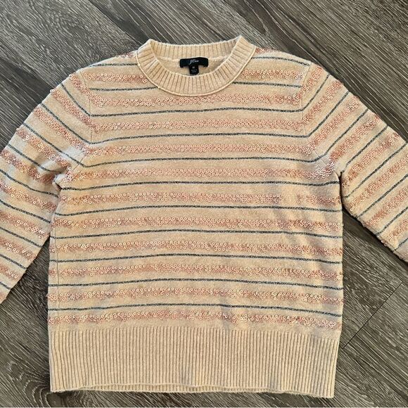 J. Crew Sequin Stripe Supersoft Yarn Sweater - Picture 2 of 8